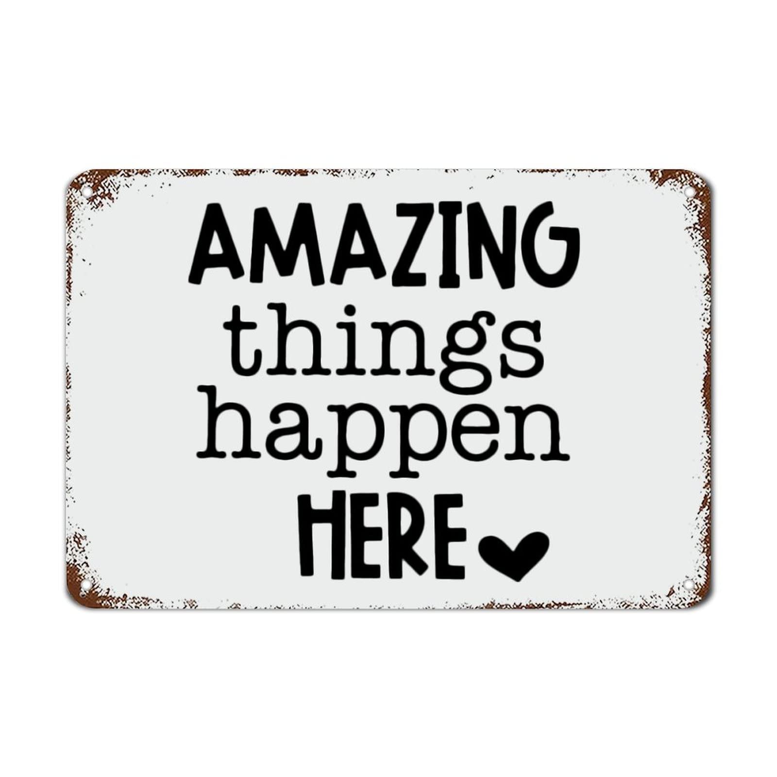 Amazing Things Happen Here; Kid Quote; Classroom Signs with Quotes Motivational Wall Art Rustic Decorations 8x12 Inch
