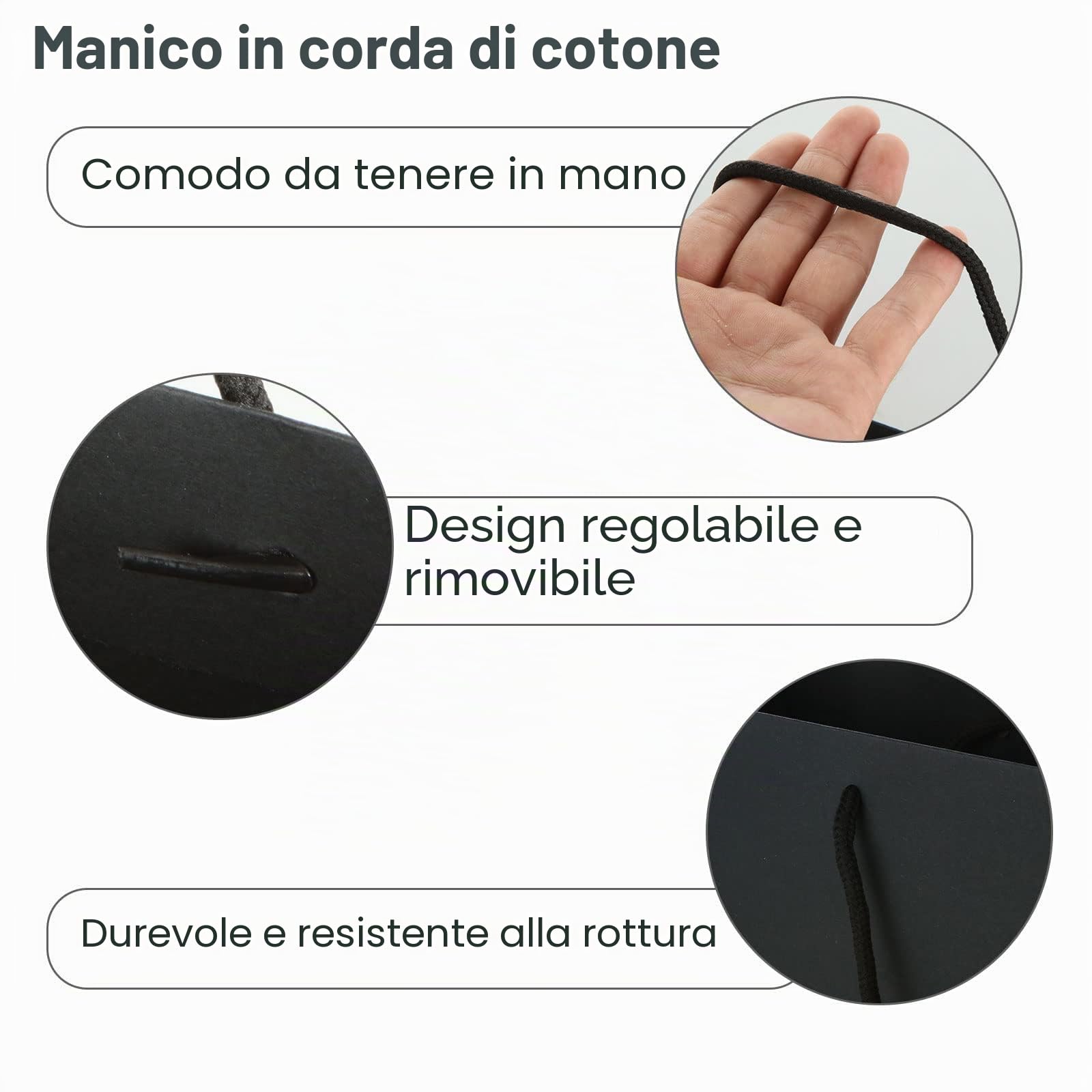 MUXHEL 24 pacchetti di sacchetti regalo di carta con manici, 40 x 12 x 28 cm nero grandi sacchetti di carta per feste, riutilizzabili sacchetti Kraft per shopping compleanno