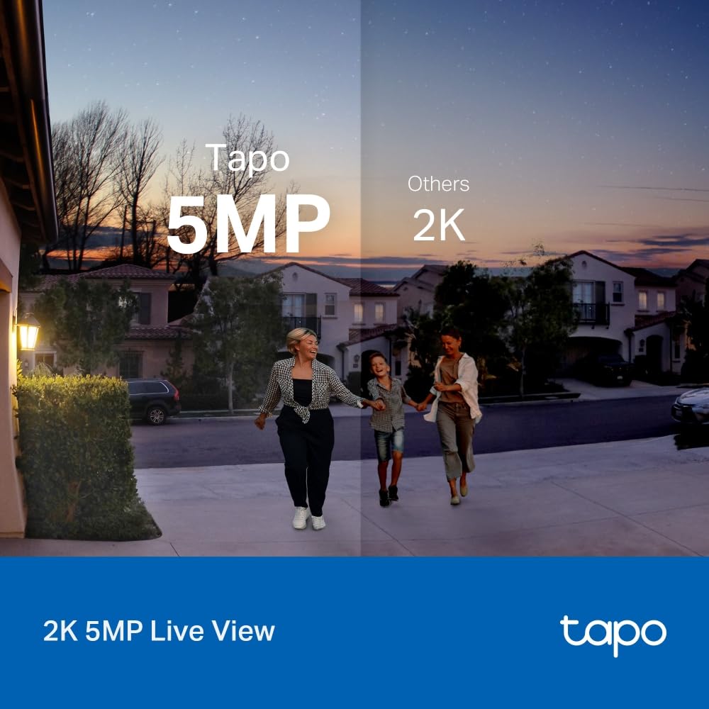 Tapo Timbre D130 2K 5MP con Cable, detección de IA, Vista de Cabeza a pies de 180°, Timbre de Video, sin Tarifa mensual, Audio de 2 vías, visión Nocturna a Color IP65, Timbre de Anillo Incluido