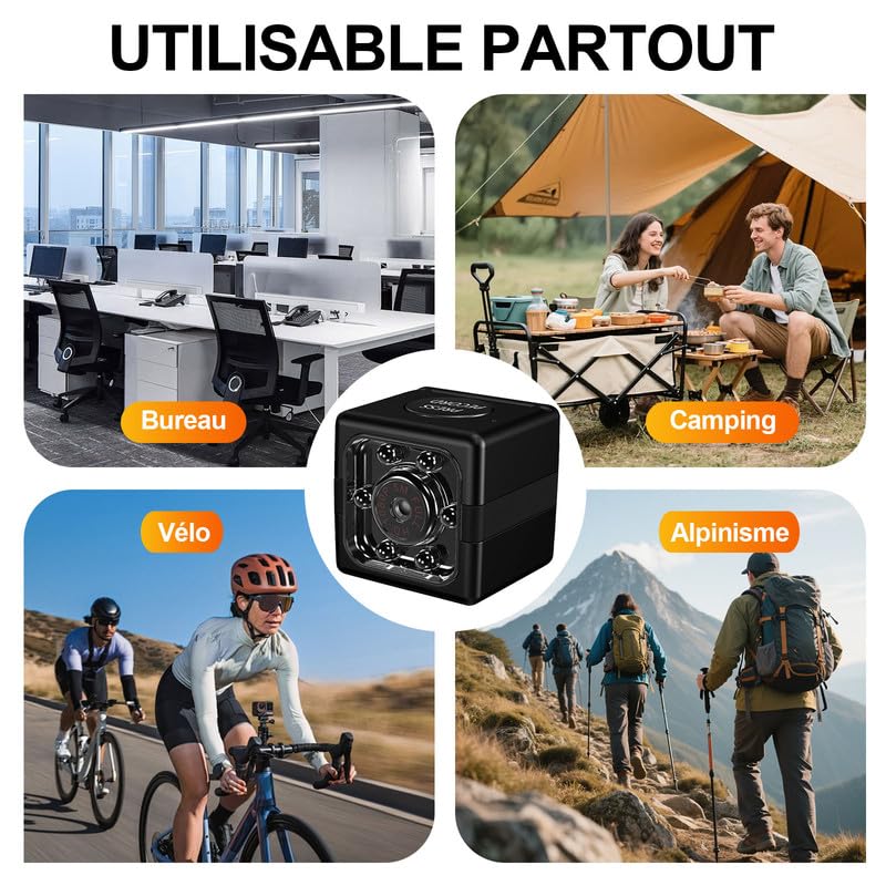 Camera Espion sans Fil 1080P-Mini Caméra Cachée Discrète avec Détection Mouvement et Vision Nocturne, Caméra Surveillance Intérieure Sans Internet ni App, Autonomie Longue Durée pour Maison Exterieur