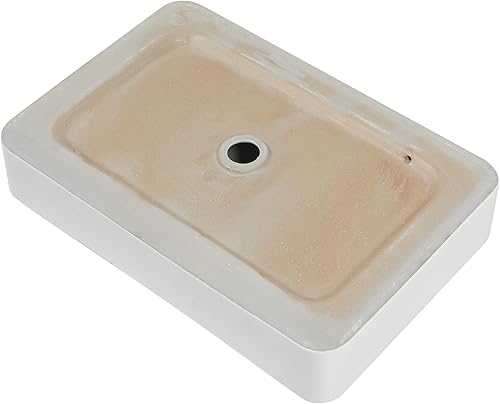 Miniatura 7 de Fregadero rectangular de 24 x 14 pulgadas, lavabo rectangular de porcelana de cerámica blanca sobre mostrador