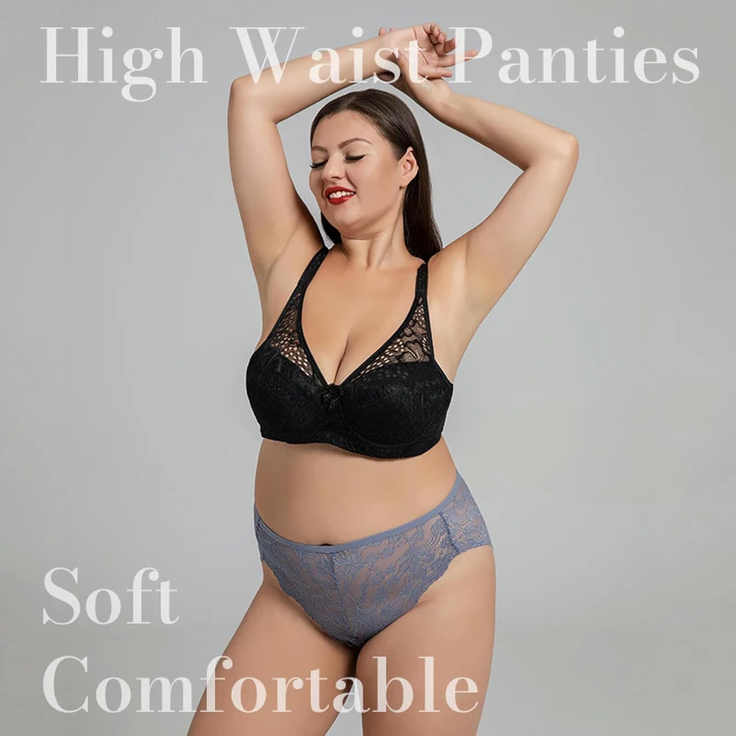 Bielizna Damska 3szt Plus Size Koronkowa Bielizna Majtki Wysoki Stan Bielizna Damska Kwiatowa Bielizna Miękkie Damskie Figi, S30-3fuse 3pcs, S 40-55kg