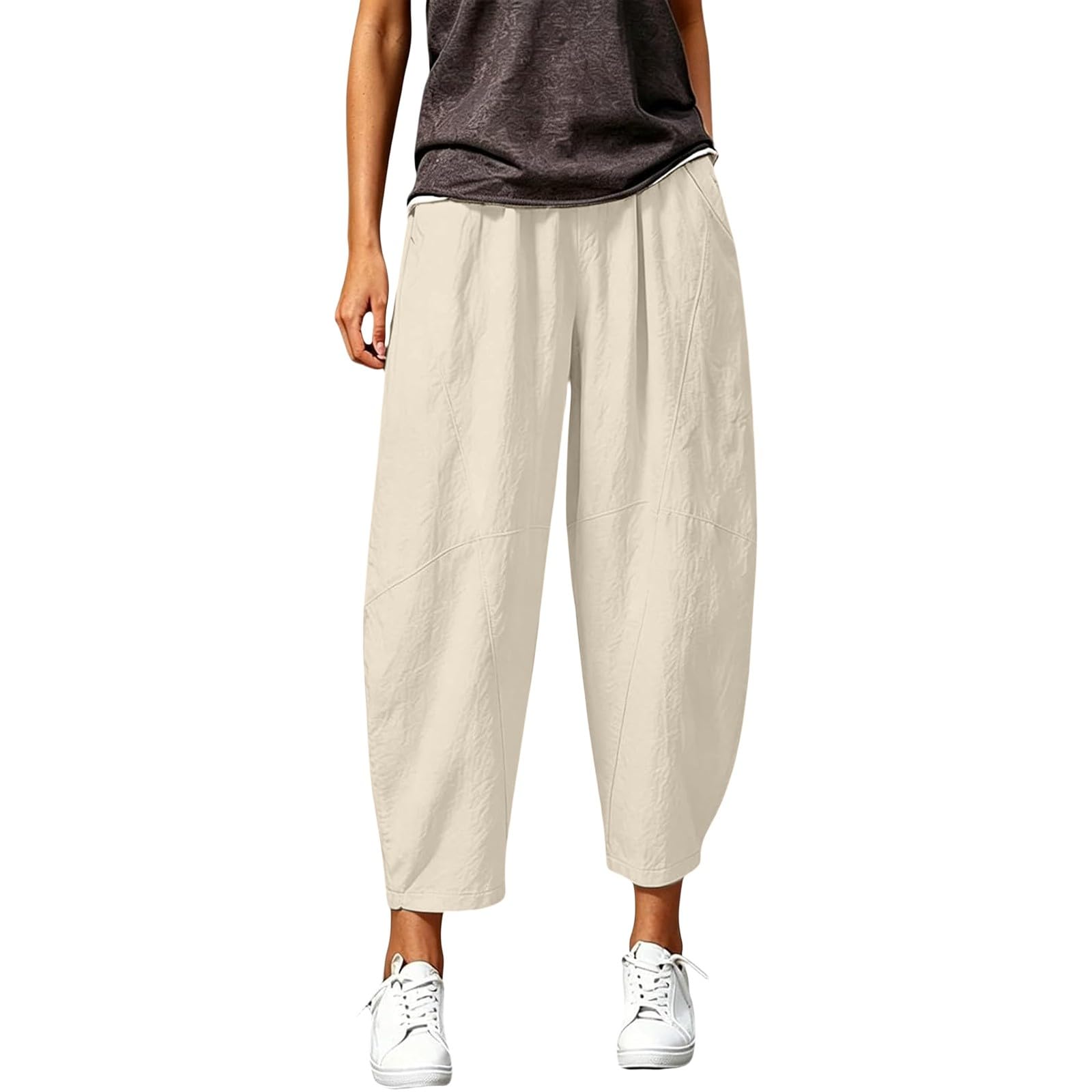 Pantaloni da donna larghi stile harem, comodi, per il tempo libero, con | Pantaloni estivi leggeri, a gamba larga, in morbido tessuto, con elastico in vita, traspiranti, da escursionismo, casual