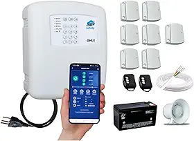 Kit Central de Alarme Infinity WiFi c/ App Grátis - com Sensores Sem Fio, Bateria No Break, Sirene, completo - Monitore seu Alarme pelo Celular de onde Estiver