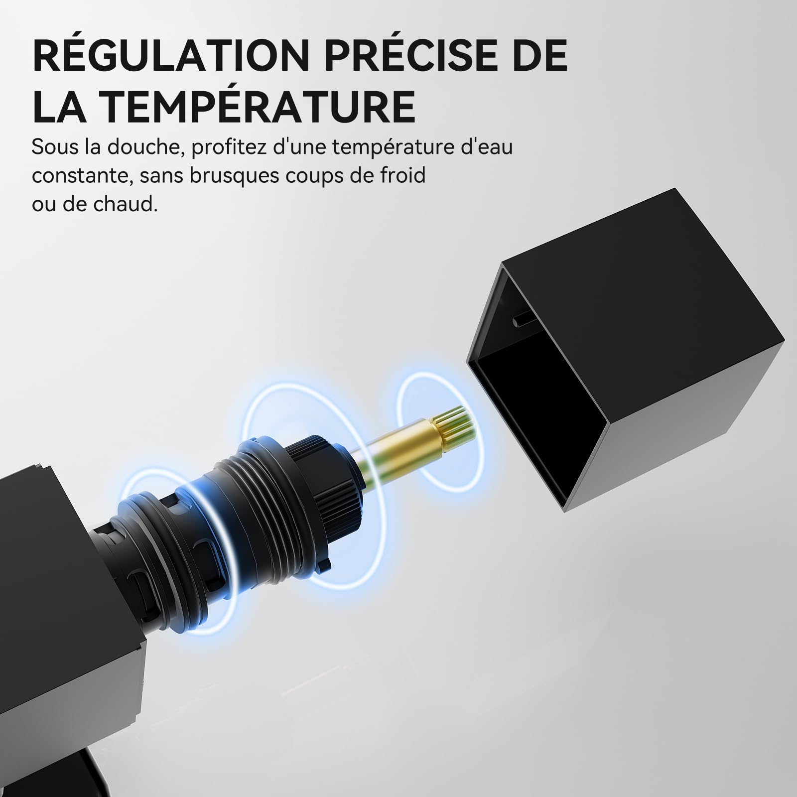 Auralum Colonne de Douche Thermostatique Noir Mat, Ensemble de Douche complet avec Ciel de Pluie 30cm et Douchette 6 Jets, Mitigeur de Salle de Bain Anti-Calcaire, Barre Réglable 88-124cm