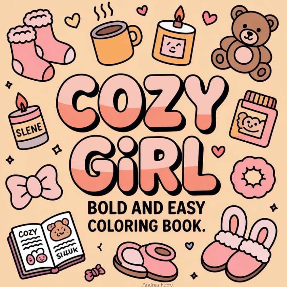 Cozy girl: Bold and easy coloring book