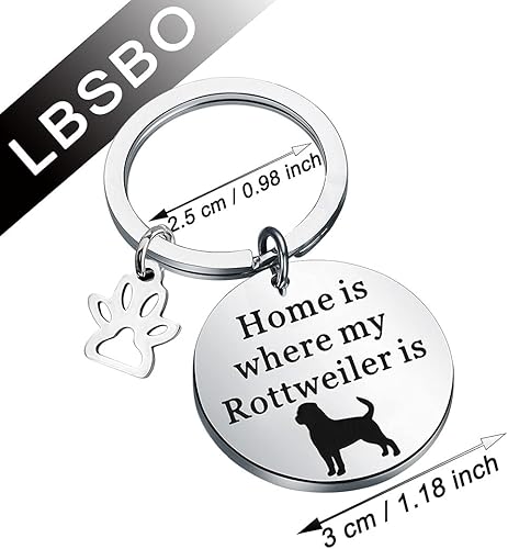 Miniatura 2 de Rottweiler Gift Home Is Where My Rottweiler Is Keychain Rottweiler Dog Jewelry
