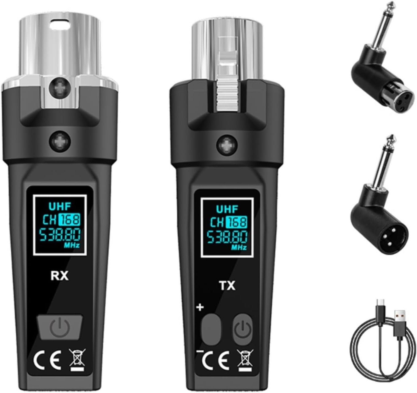 2.4G Wireless Microphone System With UHF XLR Transmitter And Receiver, 30-50m Range For Dynamic Mic Electric Guitar, Bass, Audio Mixer And PA System(One to one)