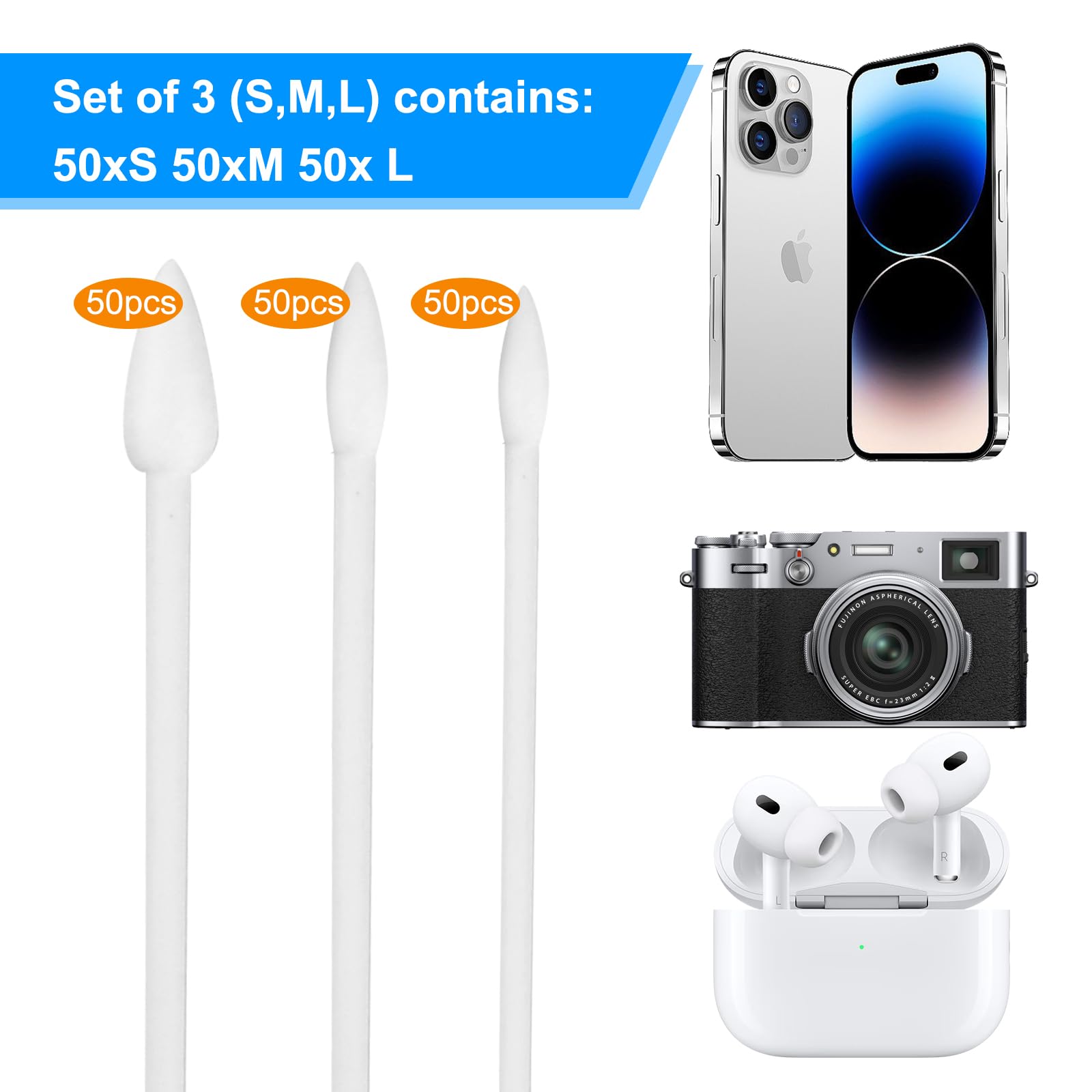 150 PCS Hisopos de Algodón de Limpieza, Palillos de Limpieza con Doble Punta, Bastoncillos de Limpieza de Algodón, Tipped Cleaning Cotton Swabs Cotton Sticks para Dispositivos Electrónicos/Cámaras (A)