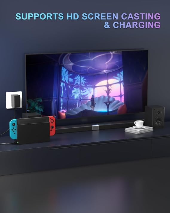 Dock Station for Switch/Switch OLED, Replacement 3-in-1 TV Dock Set with Original IC Module, AC Charger & High-Speed HDMI Cable for 1080P HD Output & Console Charging(Not Compatible with Switch 2)
