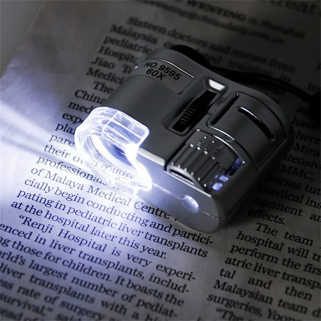 60x Mini Portable Microscope Jewelry Appraisal Magnifier with LED Light for Money Verification