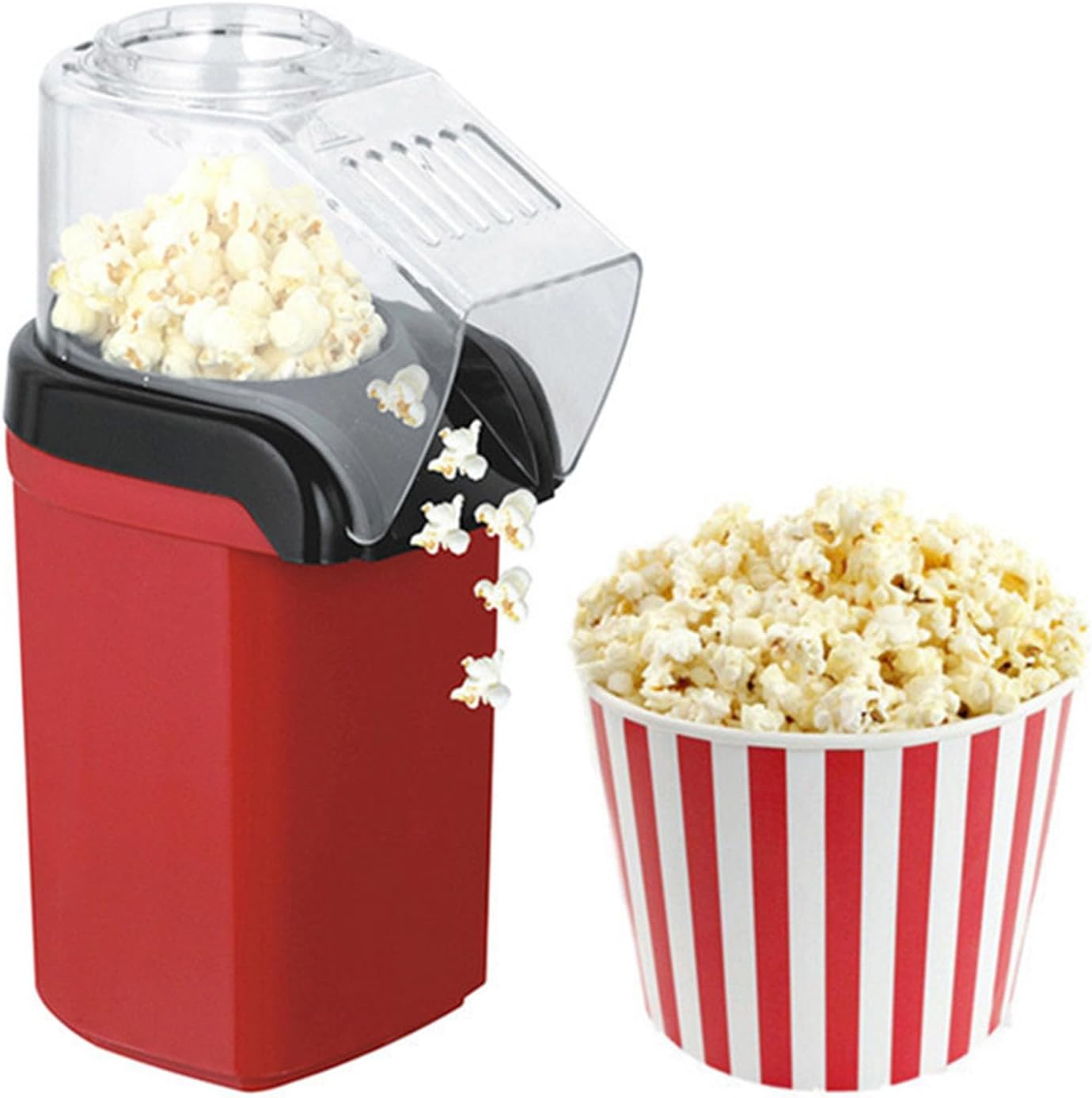 Popcorn Maker Machine, 3 Minutes No Oil Popcorn Poppers Hot Air Circulation, 1200W Electric Popcorn Machine for Kids with Measuring Cup, Pop Corn Maker for Movie Nights/Snacking/Party