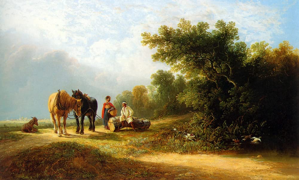 SERENDIPITP Retro Picture Poster Wall Art Pictures Painting the Wayside Conversation by John F Tennant Wall Art Canvas Print for Wall Decor 60x90cm