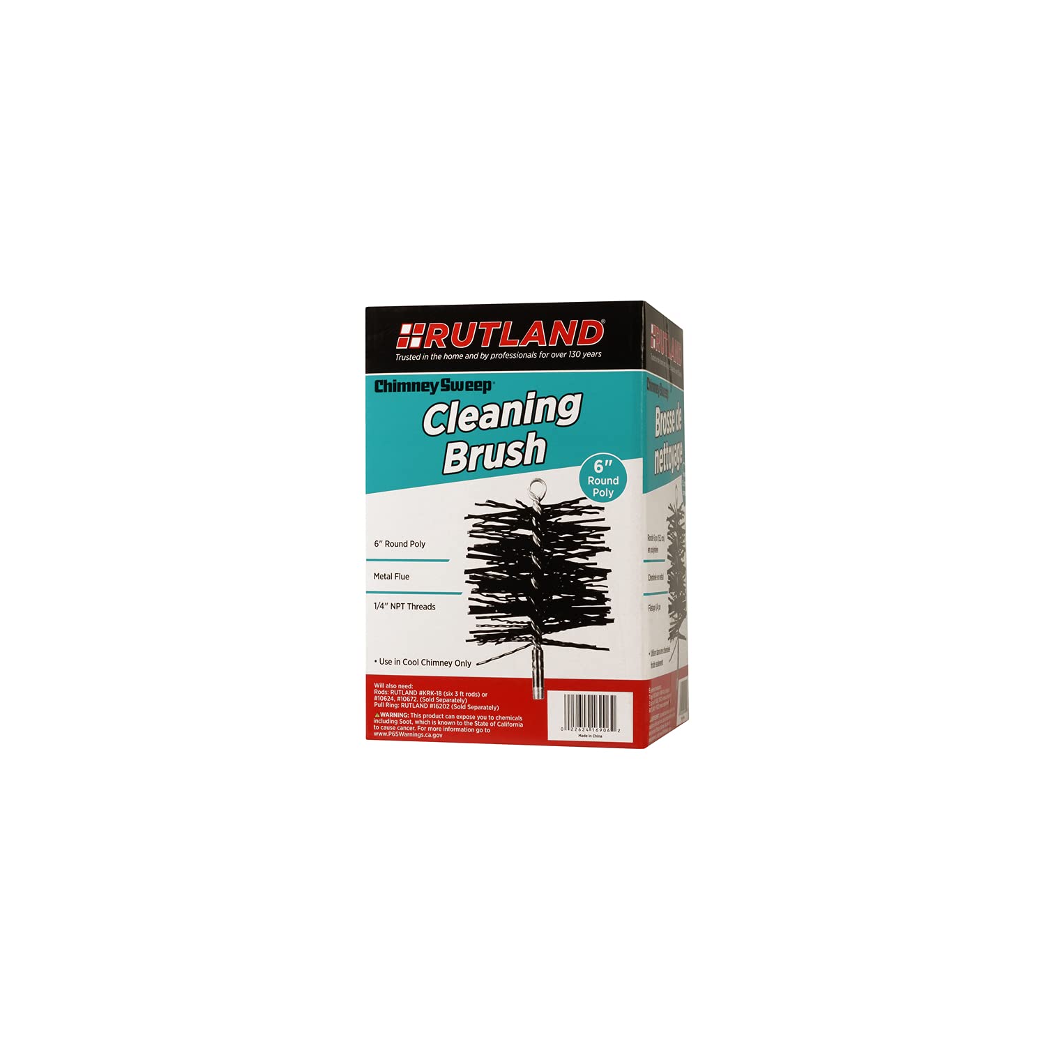 Rutland Products 16906 6-Inch Poly Chimney Cleaning Brush, Black