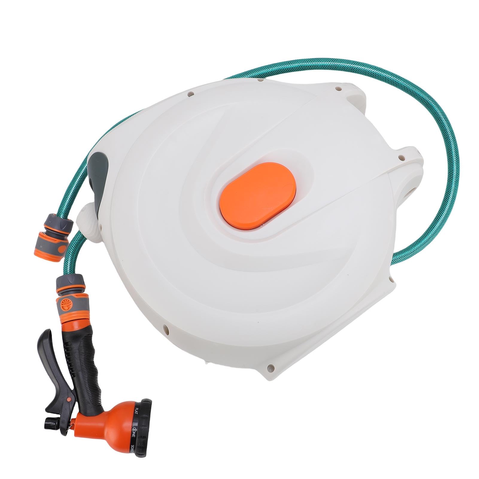 Enrollador de Manguera de Jardín, Enrollador de Manguera de Agua Retráctil con Rebobinador Automático y Rociador de Alta Presión, para Lavar Coches, Limpiar y Regar el Jar (20 Metros)