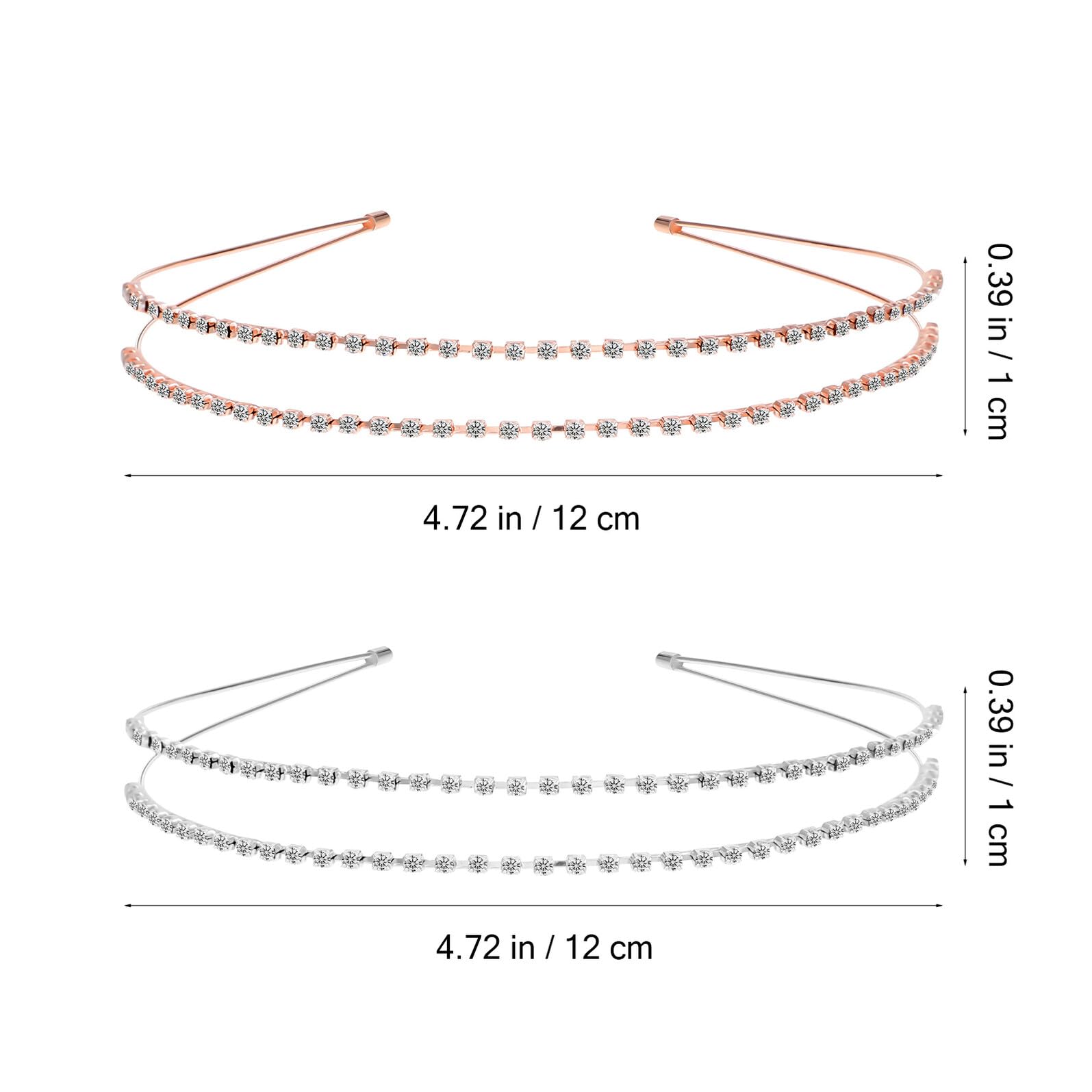 4 pezzi Fasce for capelli da donna Doppia Accessori for capelli con strass Set di fasce for capelli in oro rosa e argento for spose e occasioni specialiNO.1664