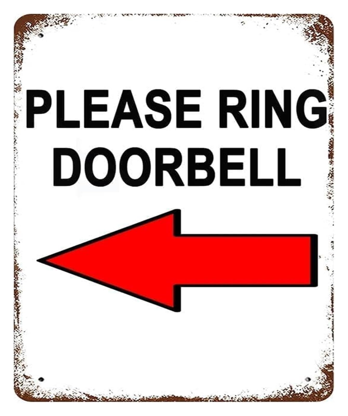 PKNVKZIDK Red Left Arrow Ring Doorbell Metal Sign Vintage Wall Hanging For Cafe Bar Pub Garage 8 X 12 in