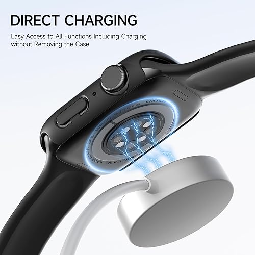 Miniatura 3 de Paquete de 2 fundas de vidrio templado compatibles con Apple Watch SE 3 (2025) SE Series 6 Series 5 Series 4 de 1.732 pulgadas, protector de negro (