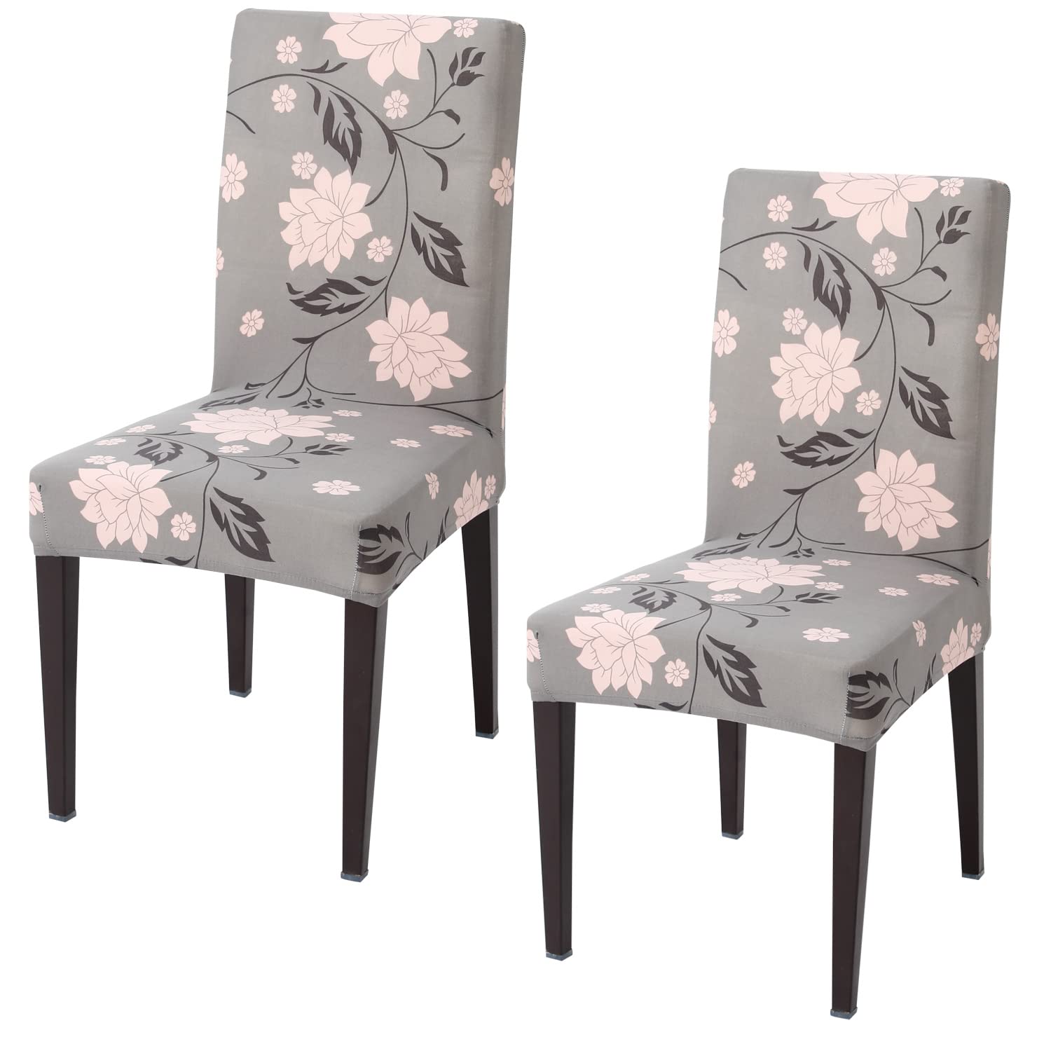 HOKIPO Elastic Chair Cover Set of 2 Stretchable Washable Dining Slipcovers (AR-4281-E11*2), Polyester Blend