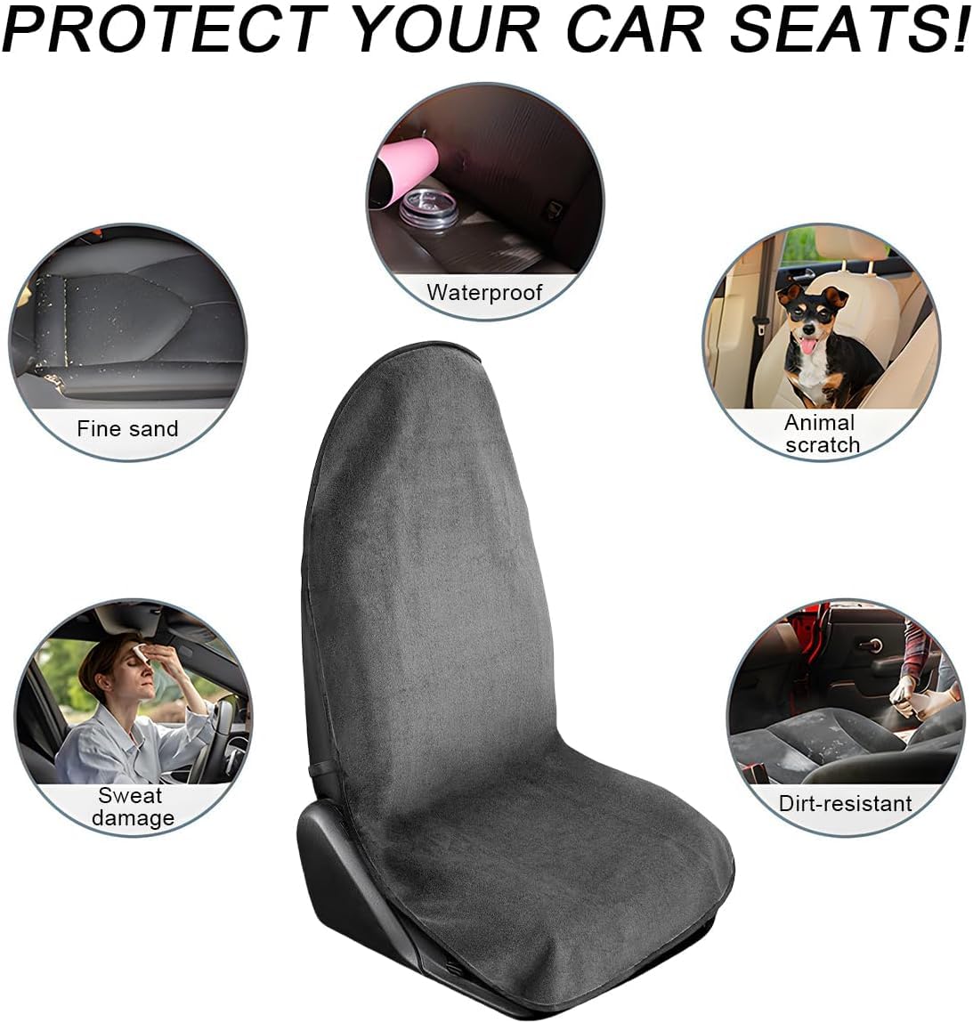 Coprisedile Auto Adatto per Volvo XC-60 (XC60) 2017-2024, Impermeabile Spugna Asciugamano Salvasedile Antisudore Copertura Sedile Singolo Sport Grigio