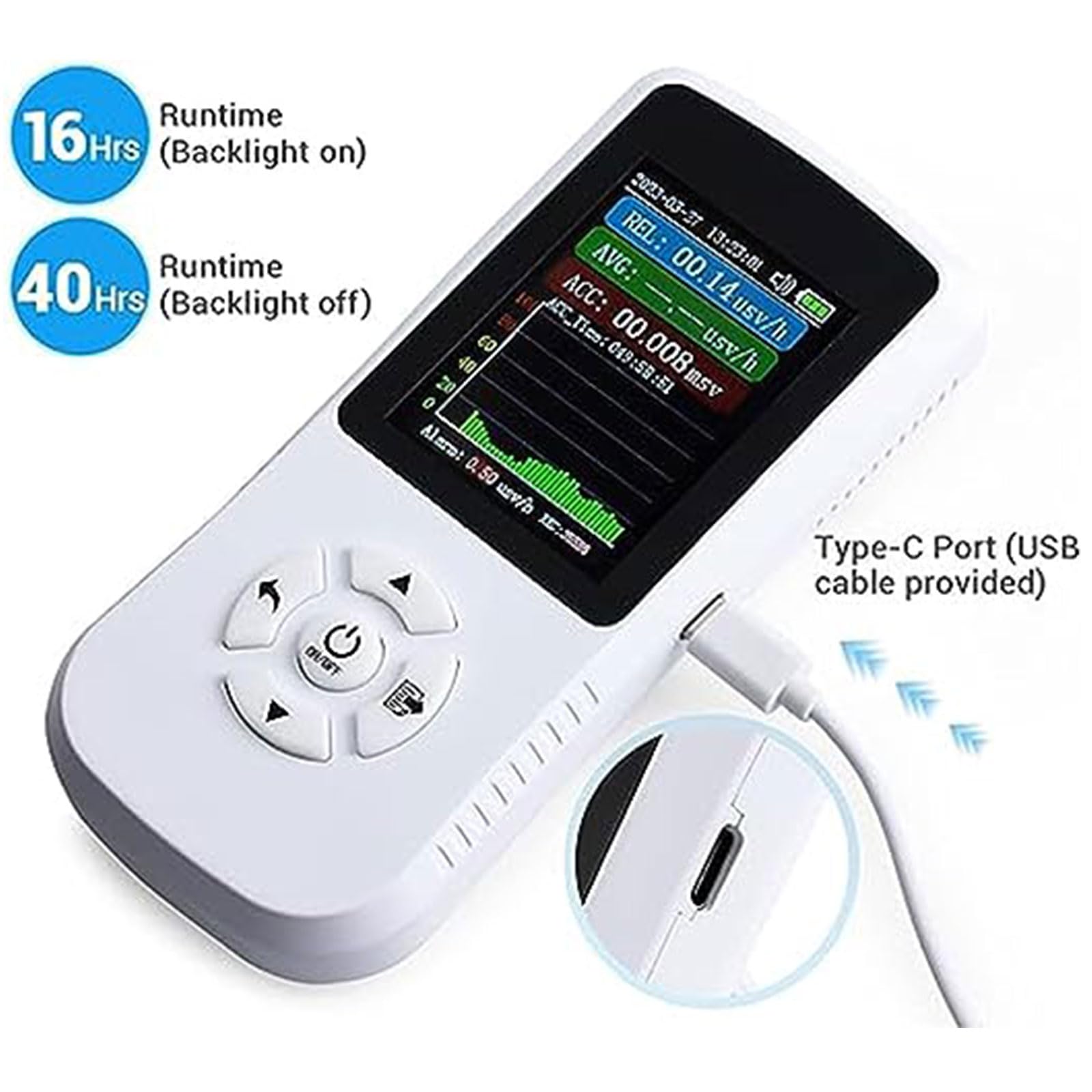 JITEM Nuklearstrahlungsdetektor, Geigerzähler, wiederaufladbar, Beta-Gamma-Röntgenstrahlungsmonitor, hohe Empfindlichkeit, Haushaltsdosierung, Alarm, Handstrahlungsdosimeter mit LCD-Display
