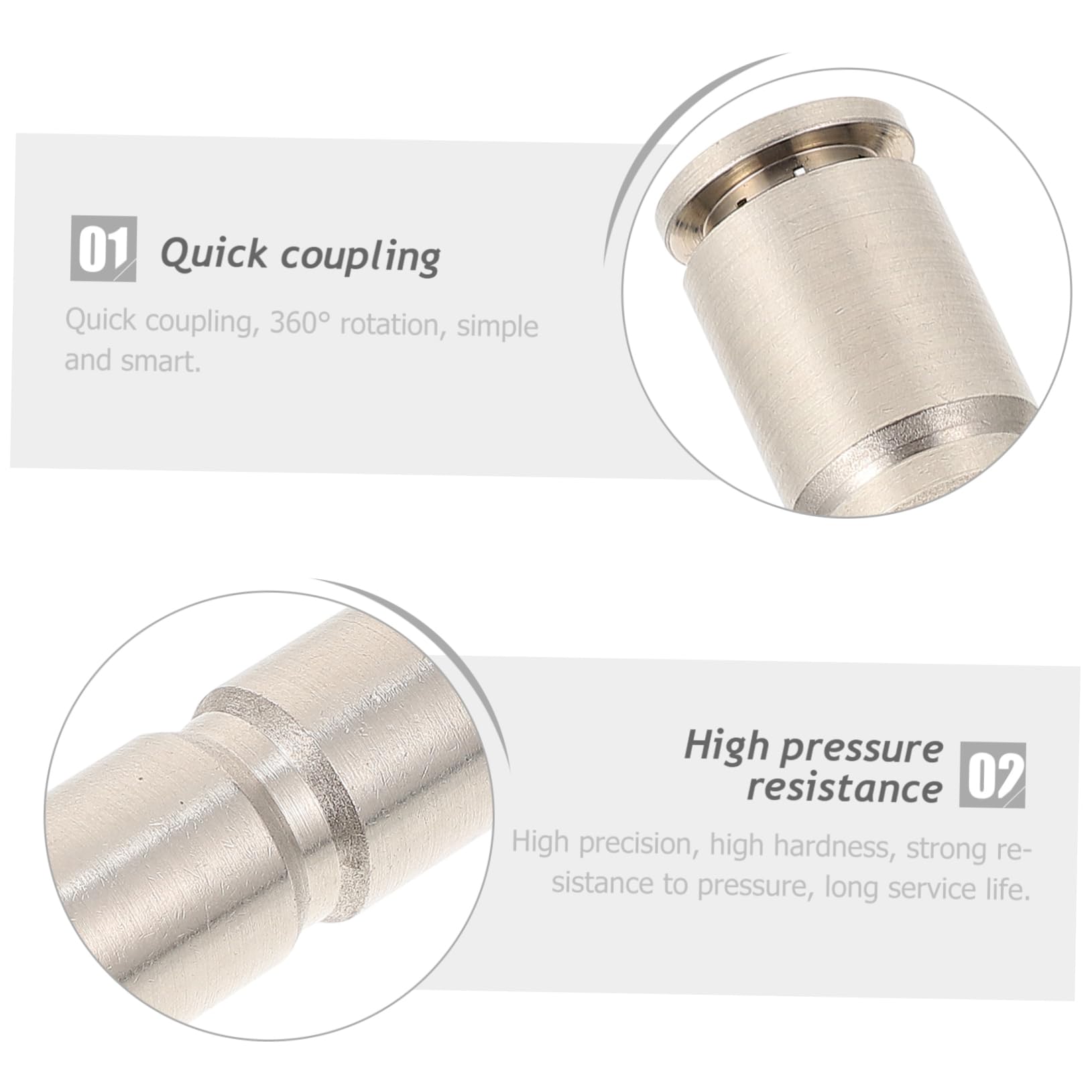 Cabilock 2pcs Pneumatic Connector Tubing Quick Connect Fittings Quick-connect Fittings Tube Fittings Pneumatic Quick Connectors Joint Accessories Push Fit Connectors All Bronze Silver