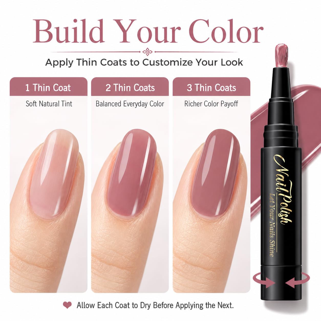 6 Colors Nail Polish Pens, Quick Dry Water-Based Nail Polish Pen for Women