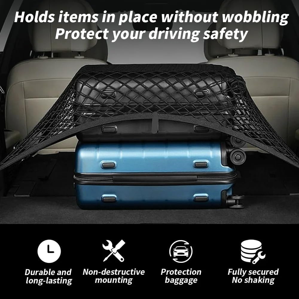 Gepäcknetz Für BMW 3er Touring G21 – Elastisch, 100x60 Cm | Zur Ladungssicherung & Organisation Im Kofferraum