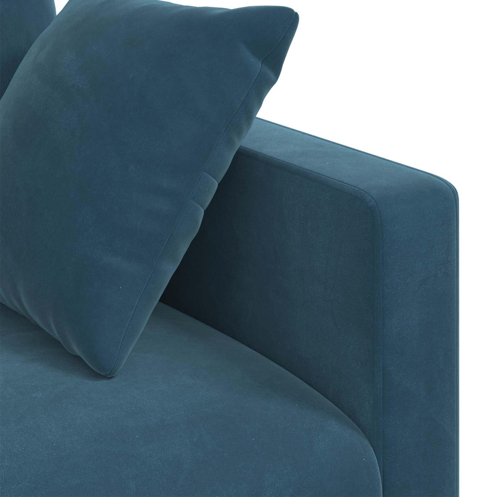Juego de 2 sofás modulares azules 158x78x80cm tela de terciopelo paisaje residencial con marco de metal para ambientes modernos, asiento cómodo y estética elegante