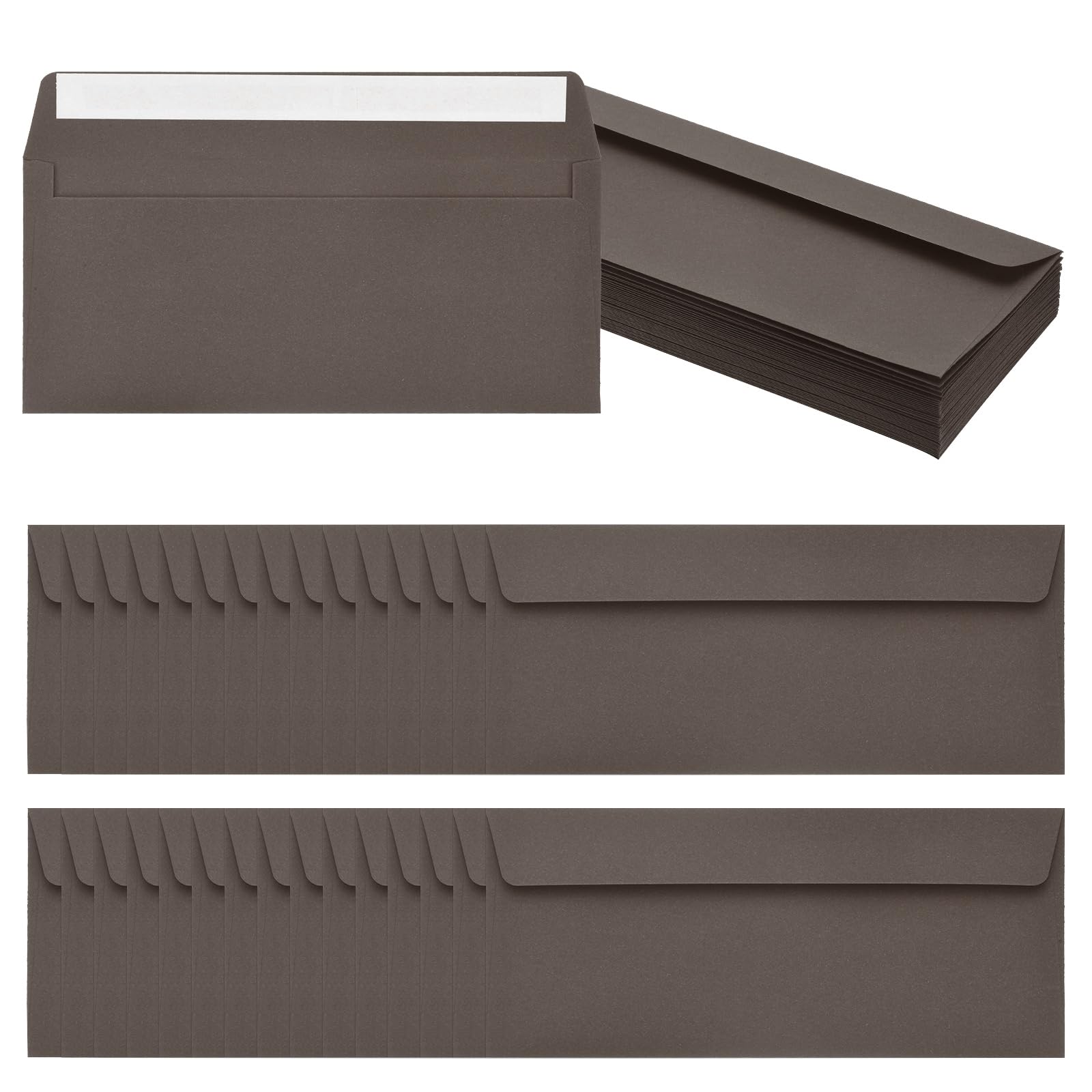 PATIKIL 60 Pack Dark Coffee #10 Business Envelopes, Colored Self Seal Letter Size Envelopes for Business Mailing Office Checks Invitation, 24.1 x 10.5 cm