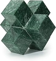 DreamsEden Green Marble Geometric Sculpture - Modern Small Paperweight Ornament for Home Office Decor