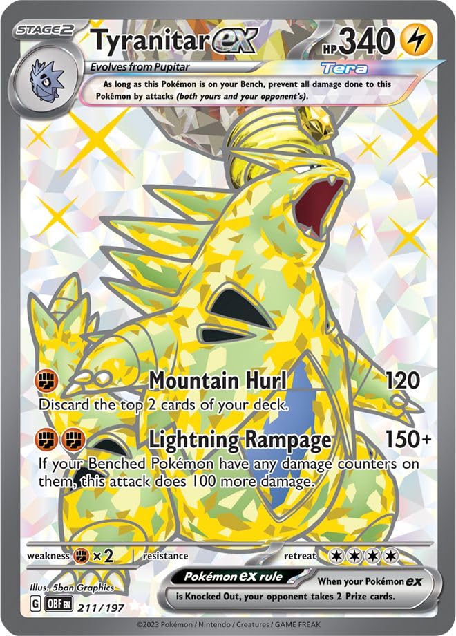 Tyranitar ex 211/197 Ultra Rare Pokemon Card (SV Obsidian Flames) + 1x  TitanCards® Toploader : Amazon.ae: Toys