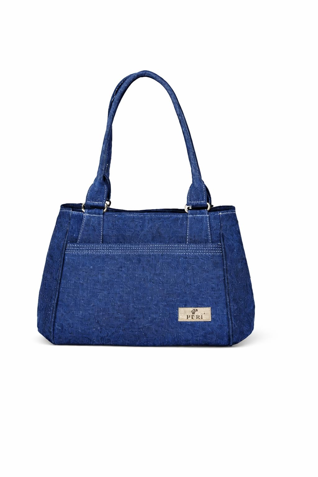 3 Compartment Denim Handbag (Blue)-image-36