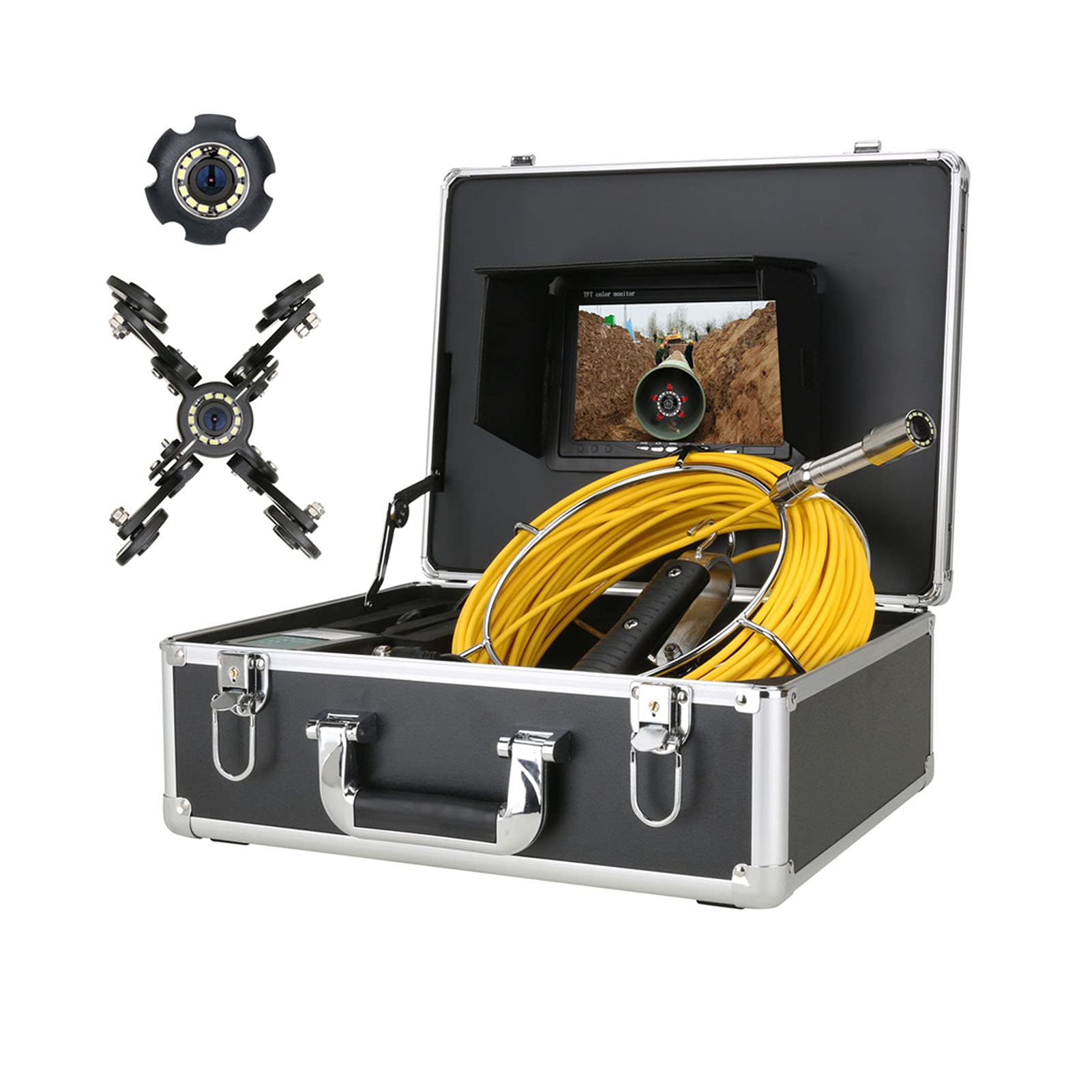YNIYUJKL 7 Inch Monitor Pipe Inspection Video Camera,Ip68 Hd 1000Tvl Drain Sewer Pipeline Industrial Endoscope System With 12Pcs Led Lights