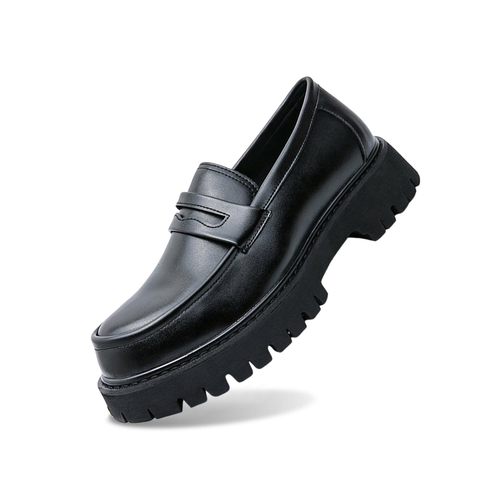 Generisch Zapatos Le Fu con suela gruesa para hombres conscientes de la moda en negro auténtico, zapatillas informales para el día a día