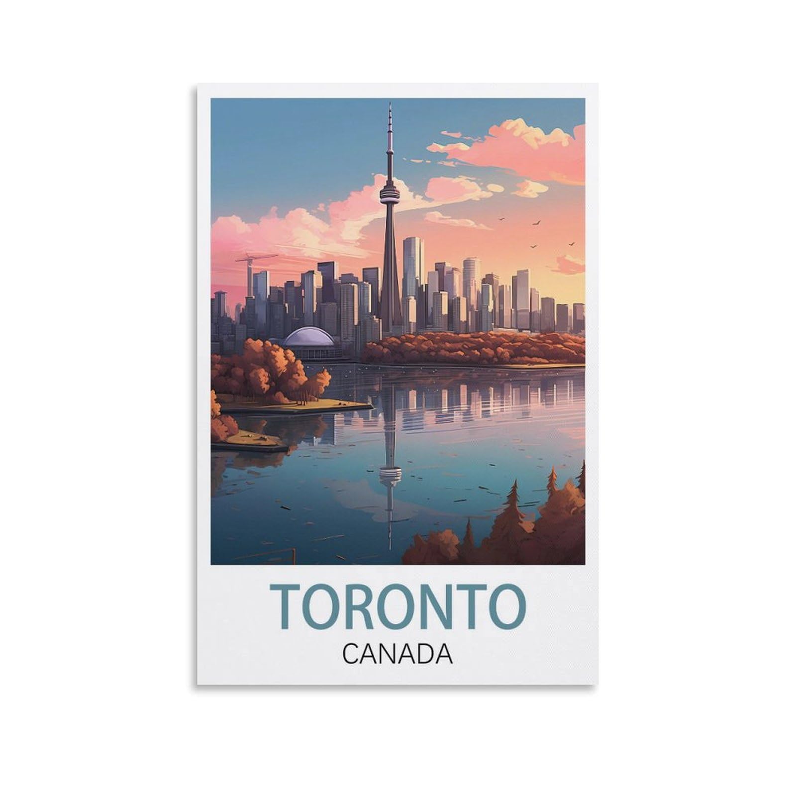 Losnabo Unframe-Style Toronto Canada Vintage Travel Poster 08X12inch(20X30cm) Canvas Wall Poster And Art Picture Print Modern Home Bedroom Decor