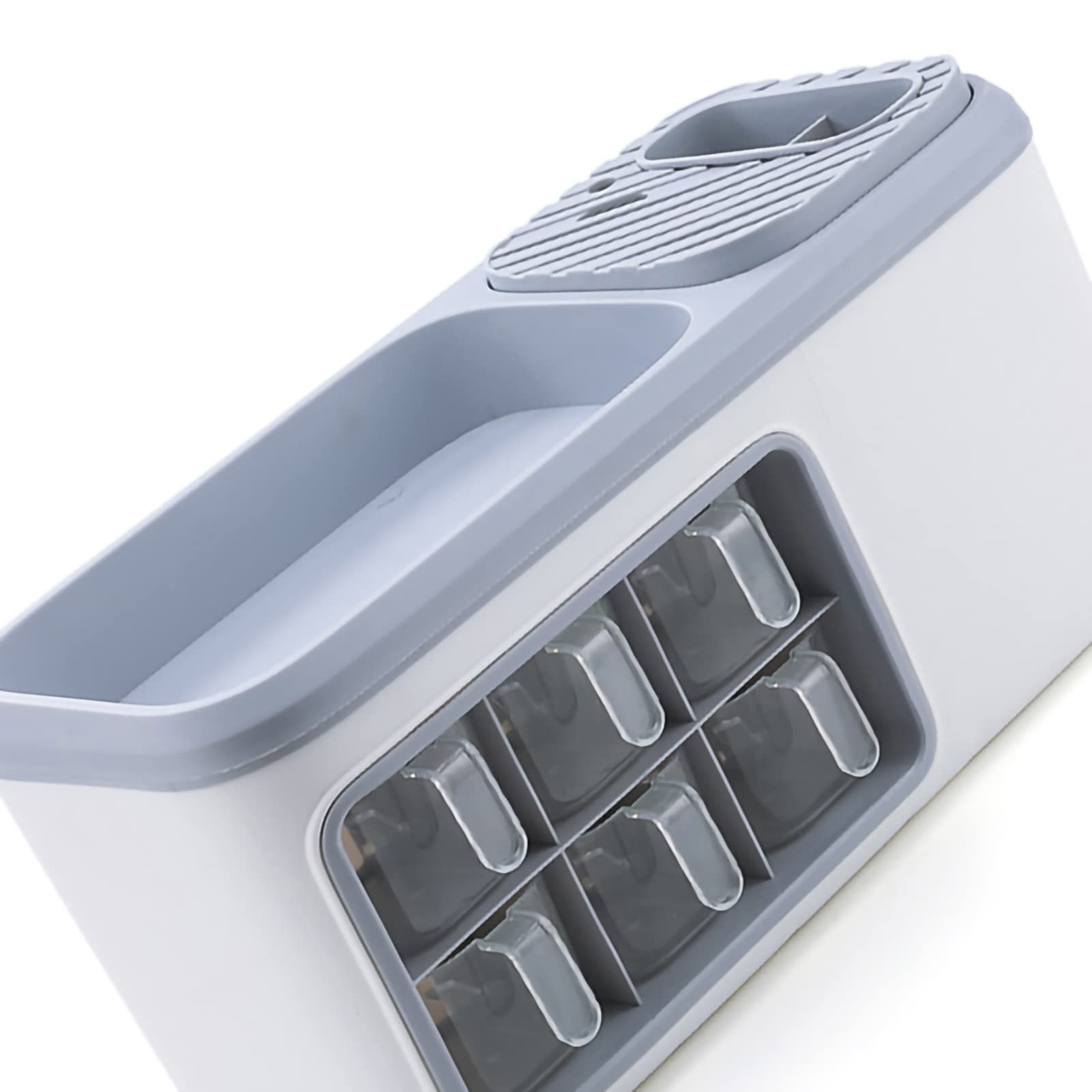 SIXRUN Caja de Almacenamiento para Botellas de Condimentos, Organizador de Especias de PP, Estante de Doble Capa con Soporte para Cuchara para Cuchillos, Encimera de Gran Capacidad, Ahorro de (L Gris)