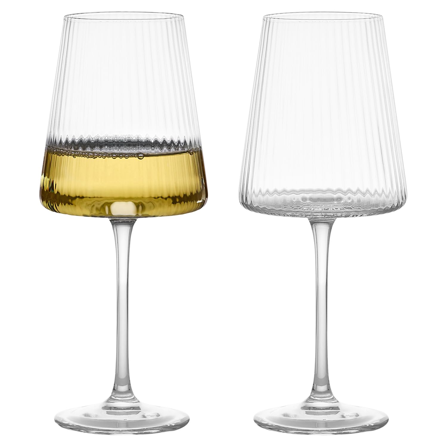 Anton Studio progetta bicchieri da vino fatti a mano Empire perfetti per vino rosso, vino bianco, acqua o bevande - 450 ml - Trasparente - Set di 2 eleganti bicchieri da vino