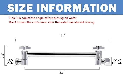 Miniatura 3 de NearMoon - Brazo de ducha ajustable con conexión universal, brazo de extensión de ducha de latón macizo, ángulo de ajuste para mejorar la