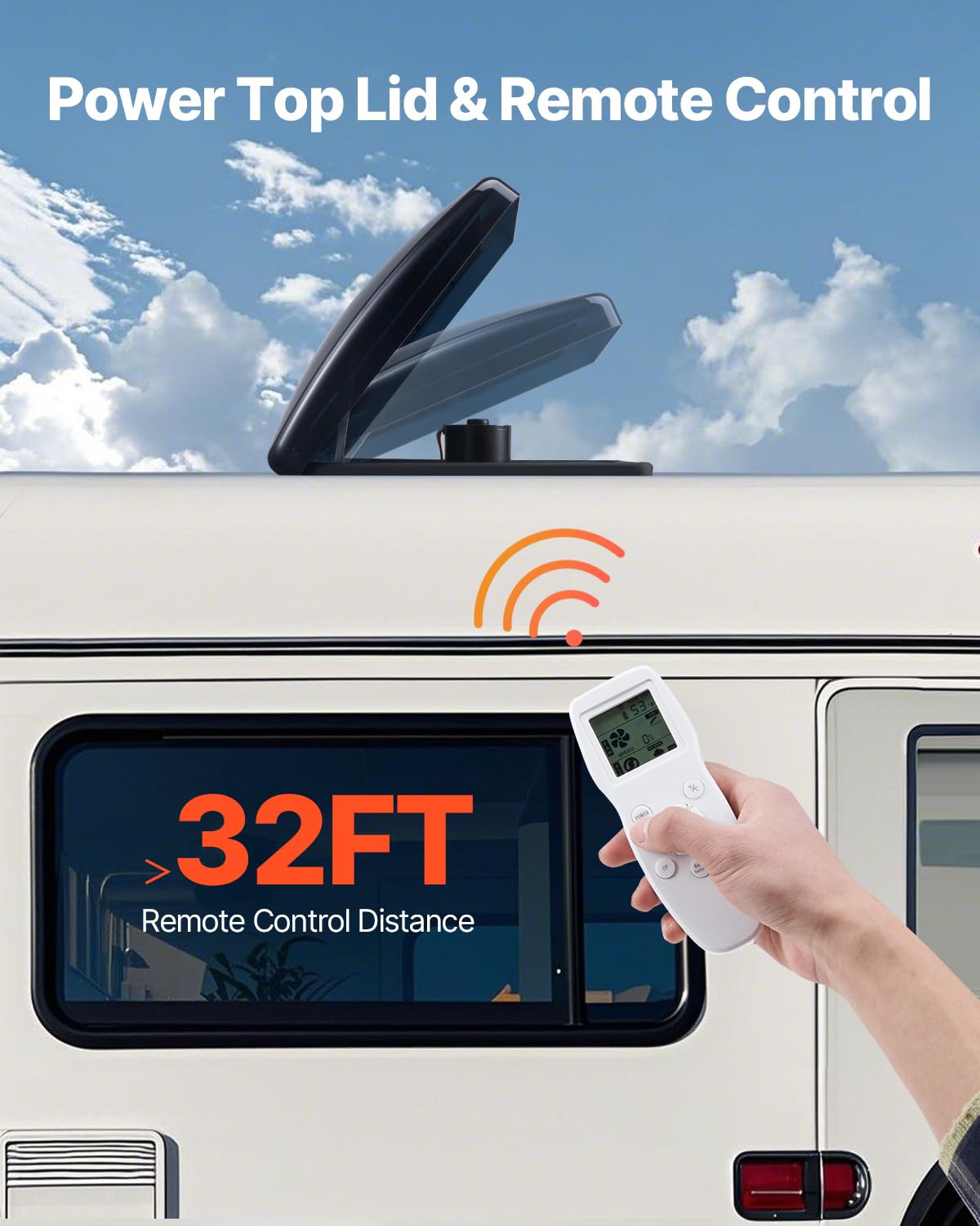 VEVOR Camper Ventilatore di Sfiato da 35,6 cm 12V 10 Velocità Telecomando Motore CC