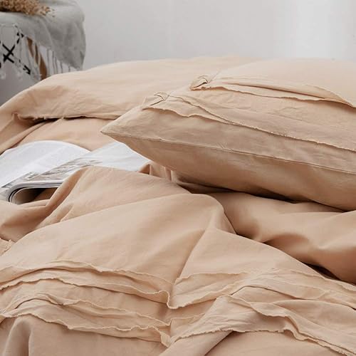 Miniatura 2 de DREFEEL Juego de funda de edredón súper suave tamaño Queen  Juego de ropa de cama de algodón lavado de 3 piezas  1 funda de edredón 2 fundas de