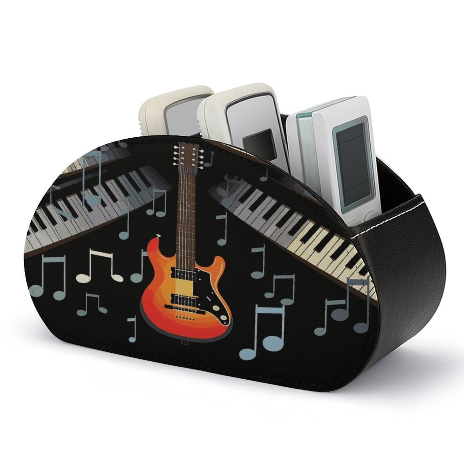 Btcowzrv Style Guitar Piano Pattern Remote Control Holder With 5 Compartments