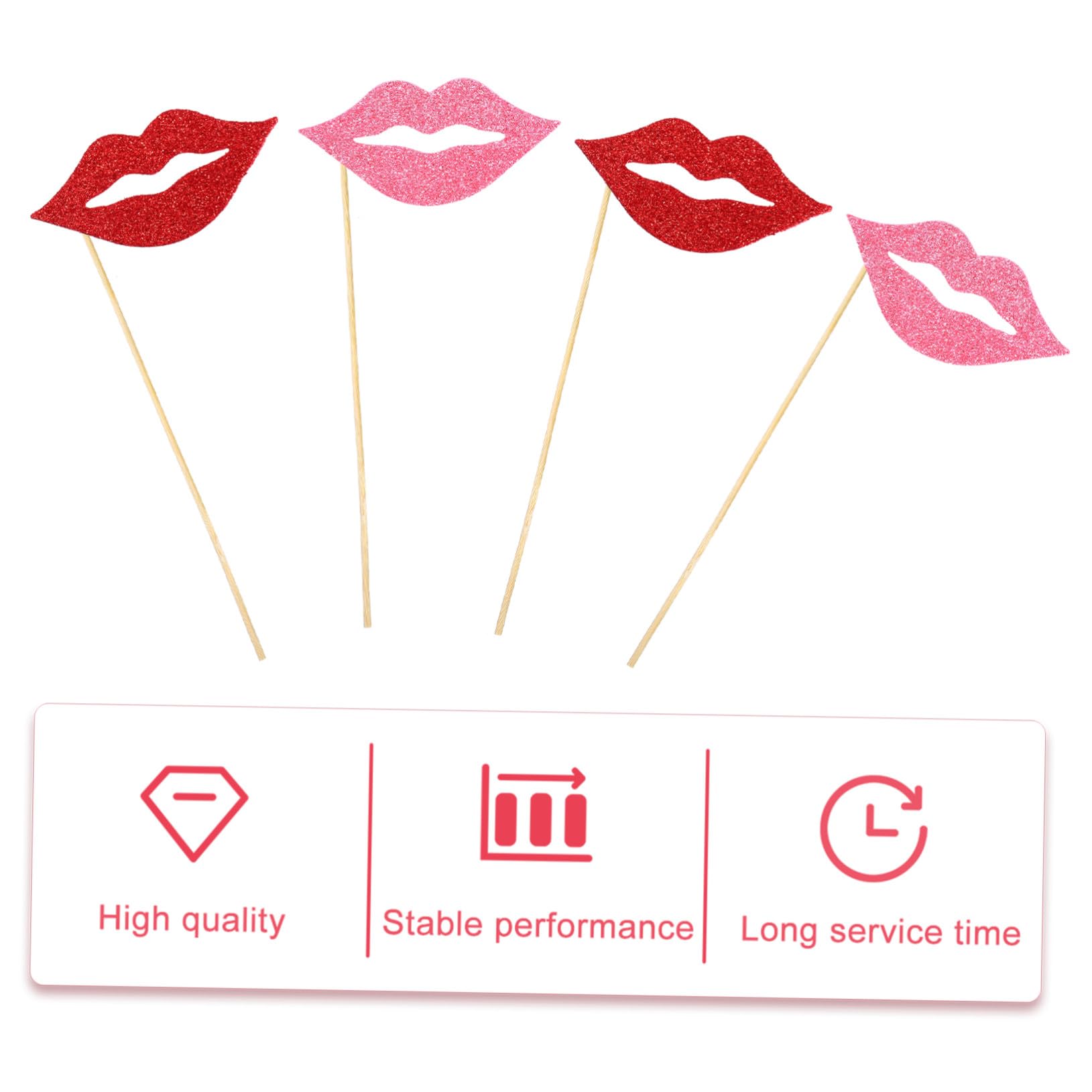 POPETPOP 3 Ensembles Accessoires Photo Rouges pour Fête Décorations Amusantes Papier Rouge Et Rose pour Mariage Et Anniversaire 40 Pièces * 3