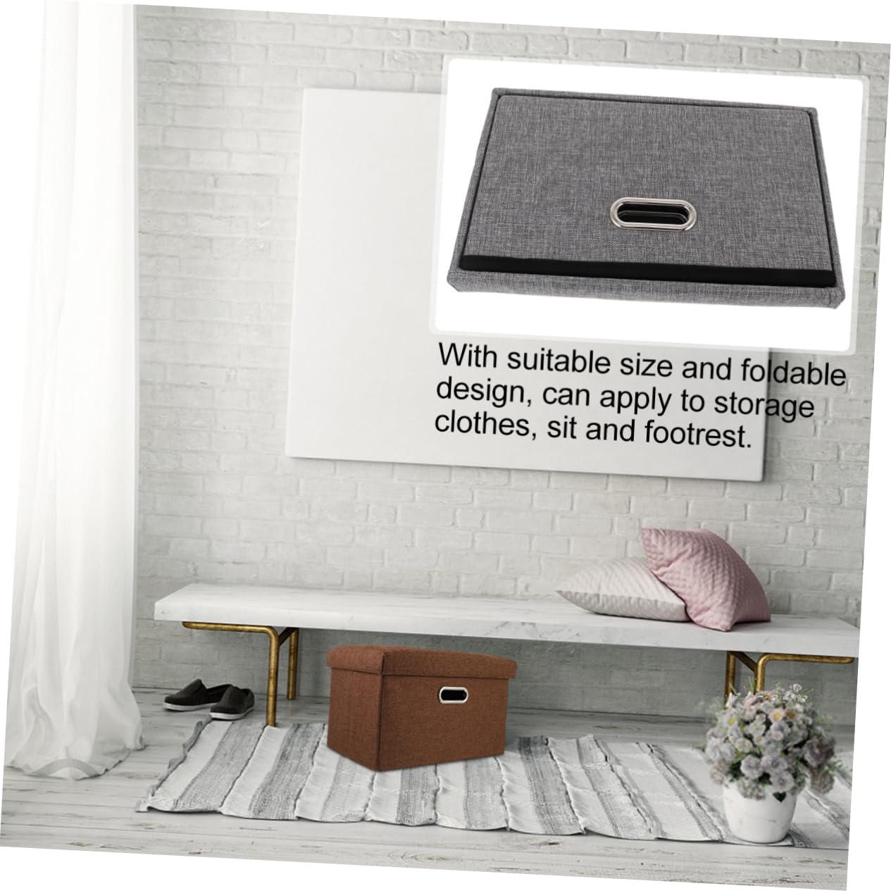 Cabilock Clothes Storage Box Storage Stool Simple Stool Box for Boys and Girls Playroom Nursery Grey