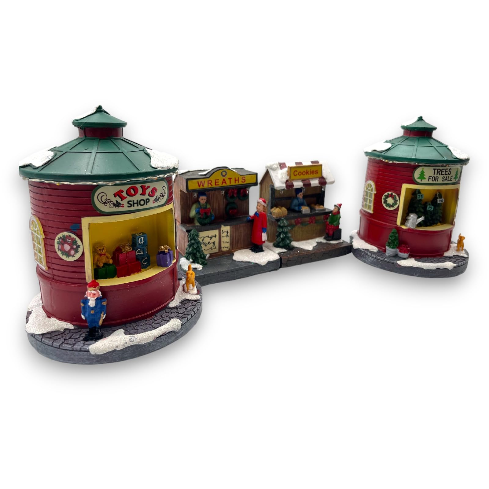 Generico Set 4 pz Giostrine Città del Natale Mercatino Natalizio Chioschetti in 4 Soggetti Villaggio di Natale Addobbi Natalizi