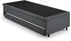 Bicama Solteiro com Baú 88x188 Linho Cinza