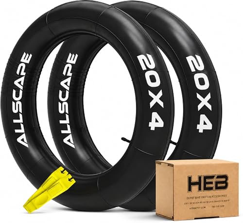 View 1 of HEB 20x4 Fat Tire Tubes, 20 Inch Bike Inner Tube, Schrader Valve, 2 Pack