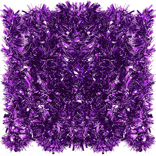 26.2 Feet Purple Holiday Tinsel Garland For Christmas,Halloween, Birthday, Weddings, Party Decorations, Xmas Foil Tinsel Garland For All-Season Home Indoor Outdoor Party Supplies(Purple) #TOP26