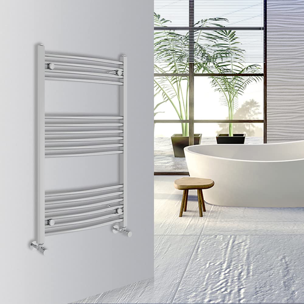 Warmehaus Curved Bathroom Heated Towel Rail Warmer Radiator Central Heating 1000x600mm - Chrome