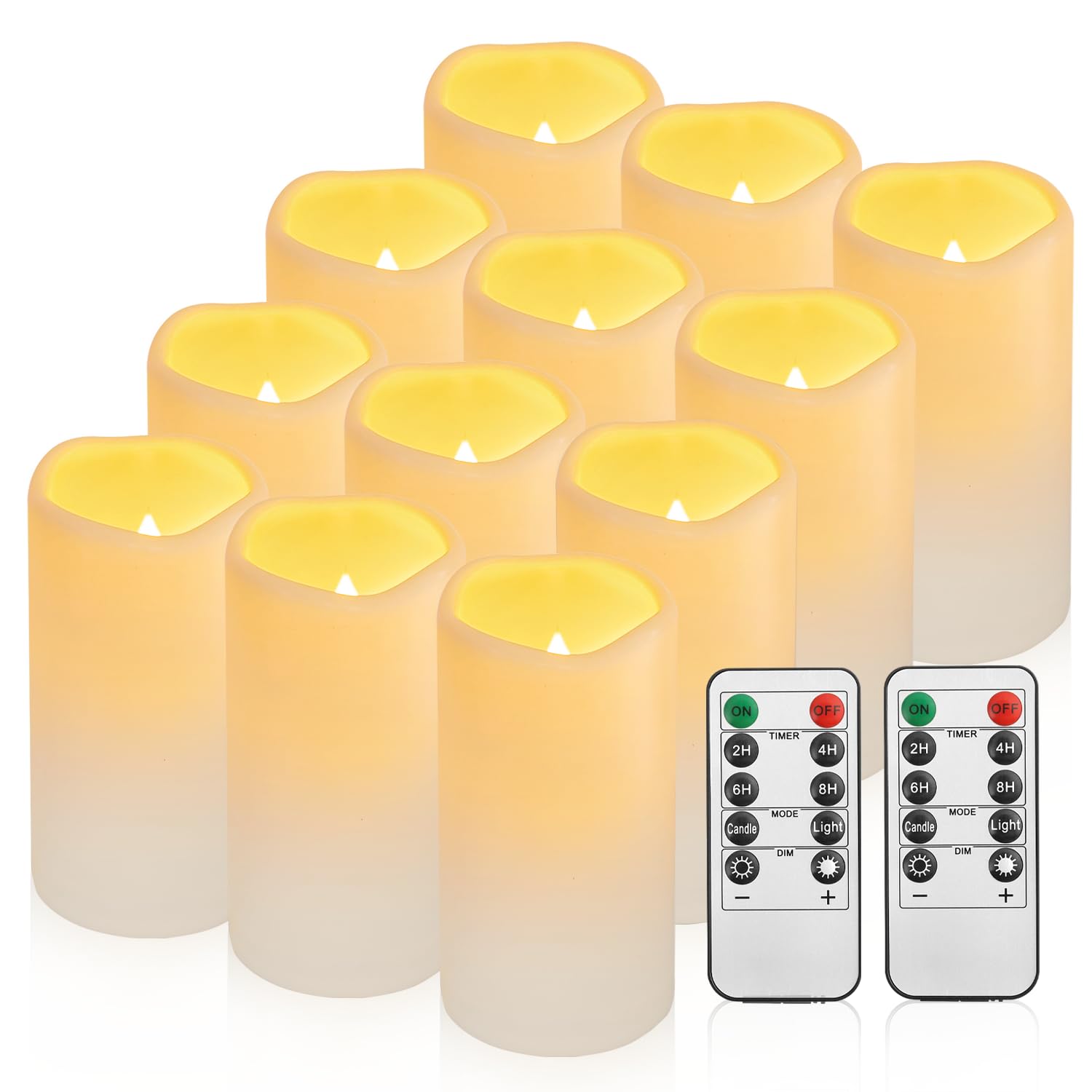 Waterpoof Flameless Remote Control Candles 15PACK D3''*H5.5''Battery